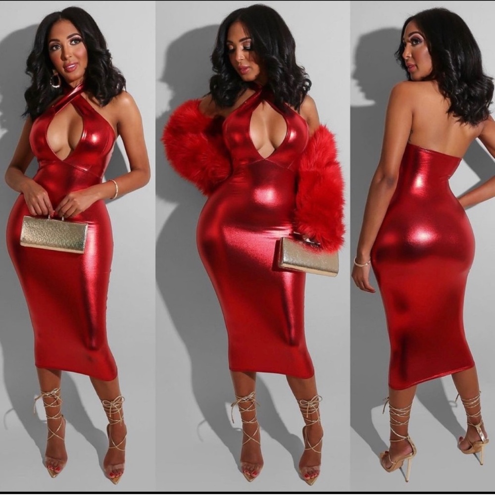 Metallic red dress
